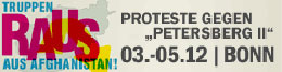 Proteste gegen „Petersberg II“ - Bonn 03.-05.12.2011 „Sie reden vom Frieden. Sie führen Krieg.“